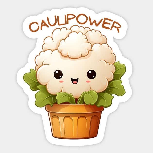 Caulipower, Kawaii Cauliflower Sticker by Clearmind Arts